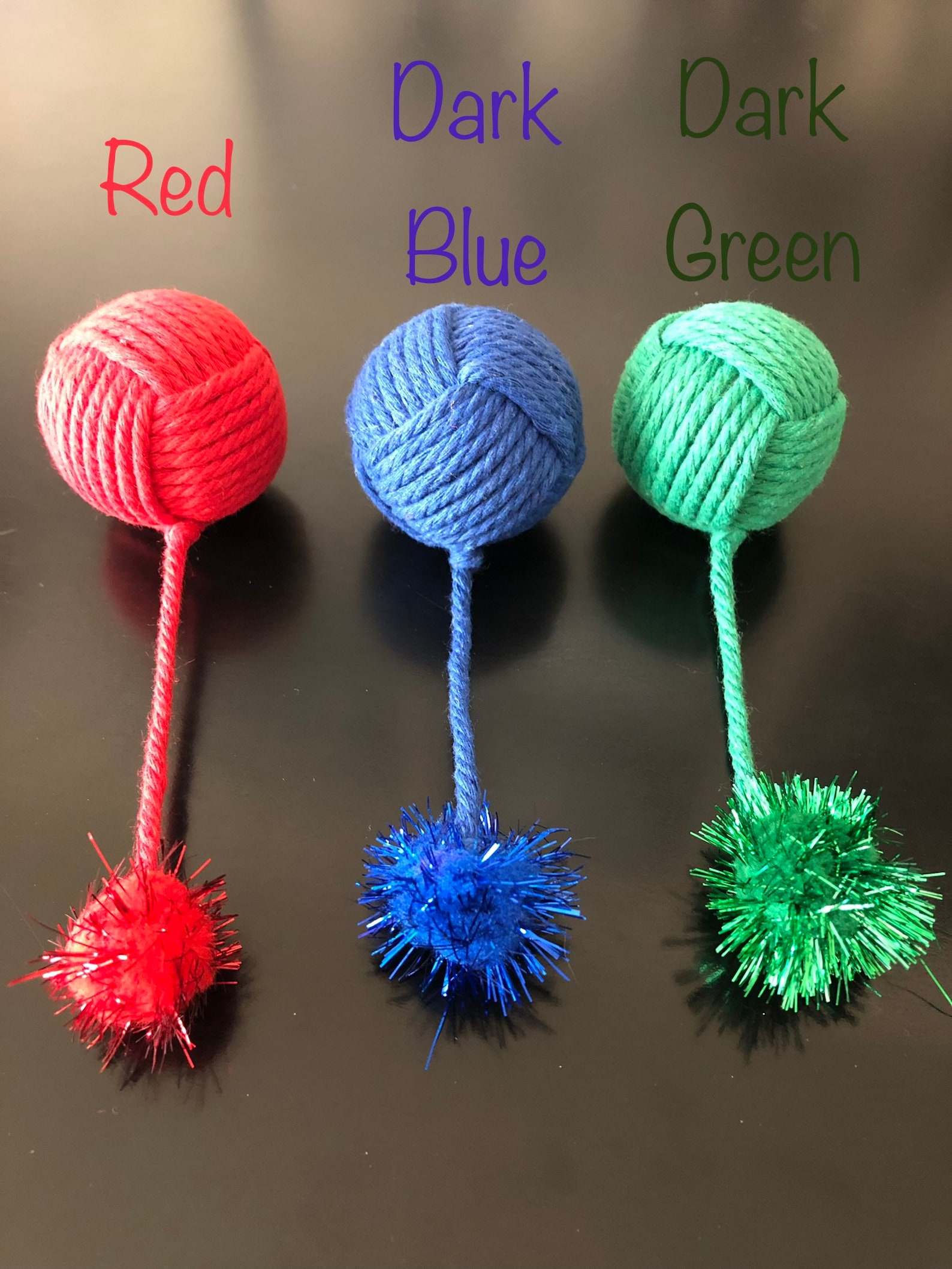 Cat Toy Yarn Ball W/pom Pom Tail, 100 Cotton Cat Toy, Yarn Cat Toys