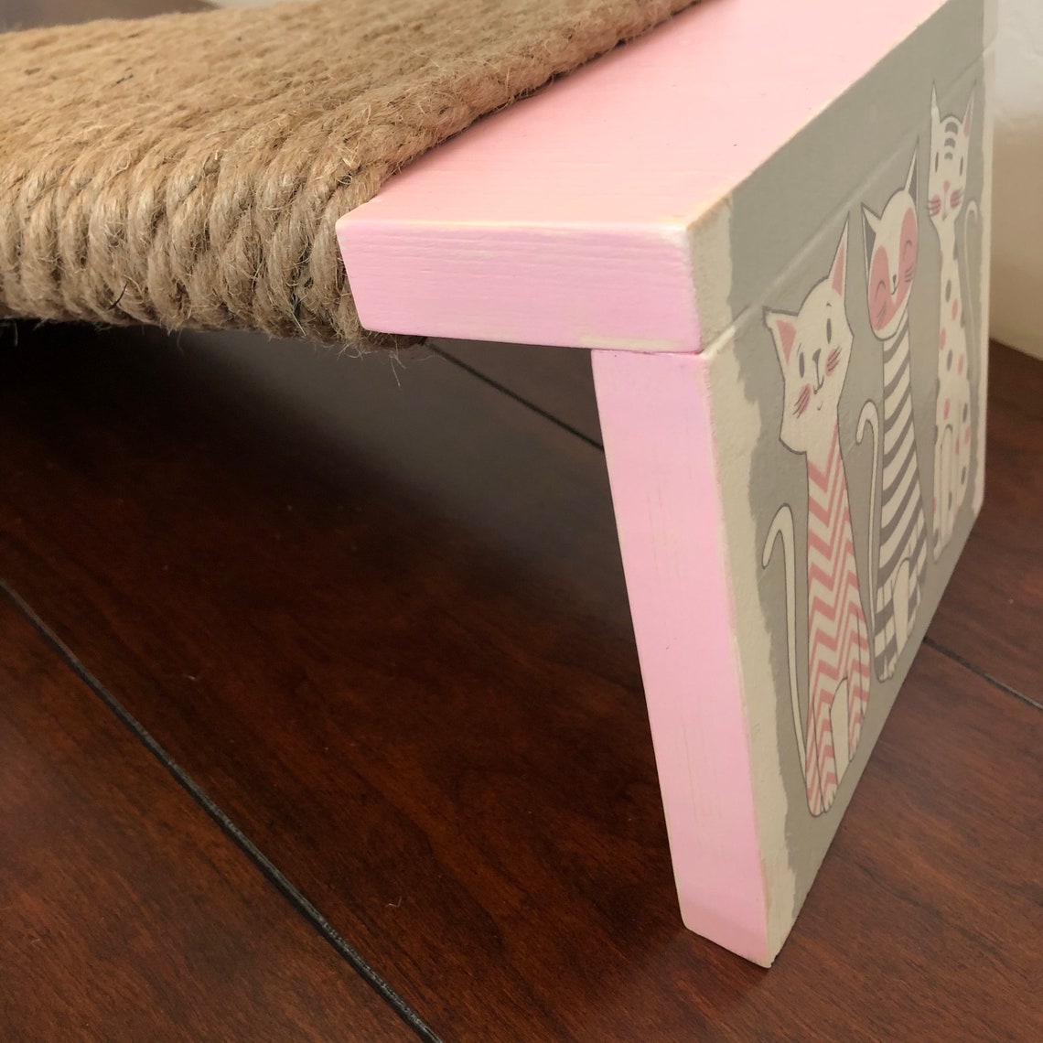 Jute Rope Cat Scratcher Angled Floor Cat Scratcher Wood Cat Etsy