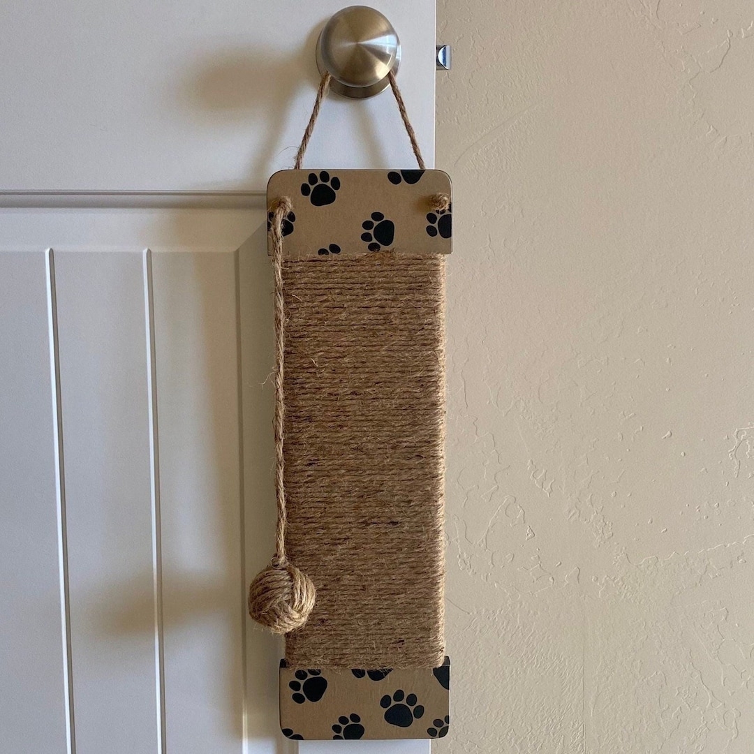 Jute Rope Cat Scratcher, Hanging Cat Scratcher, Wood Cat Scratcher, Cat