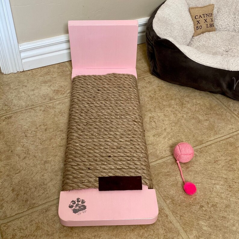 Jute Rope Cat Scratcher Angled Floor Cat Scratcher Wood Cat Etsy