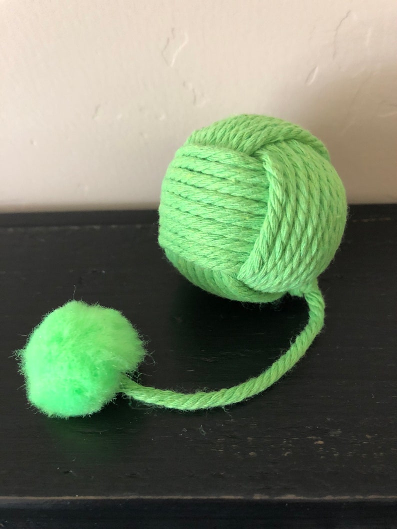 Cat Toy Yarn Ball W/pom Pom Tail 100 Cotton Cat Toy Yarn Etsy