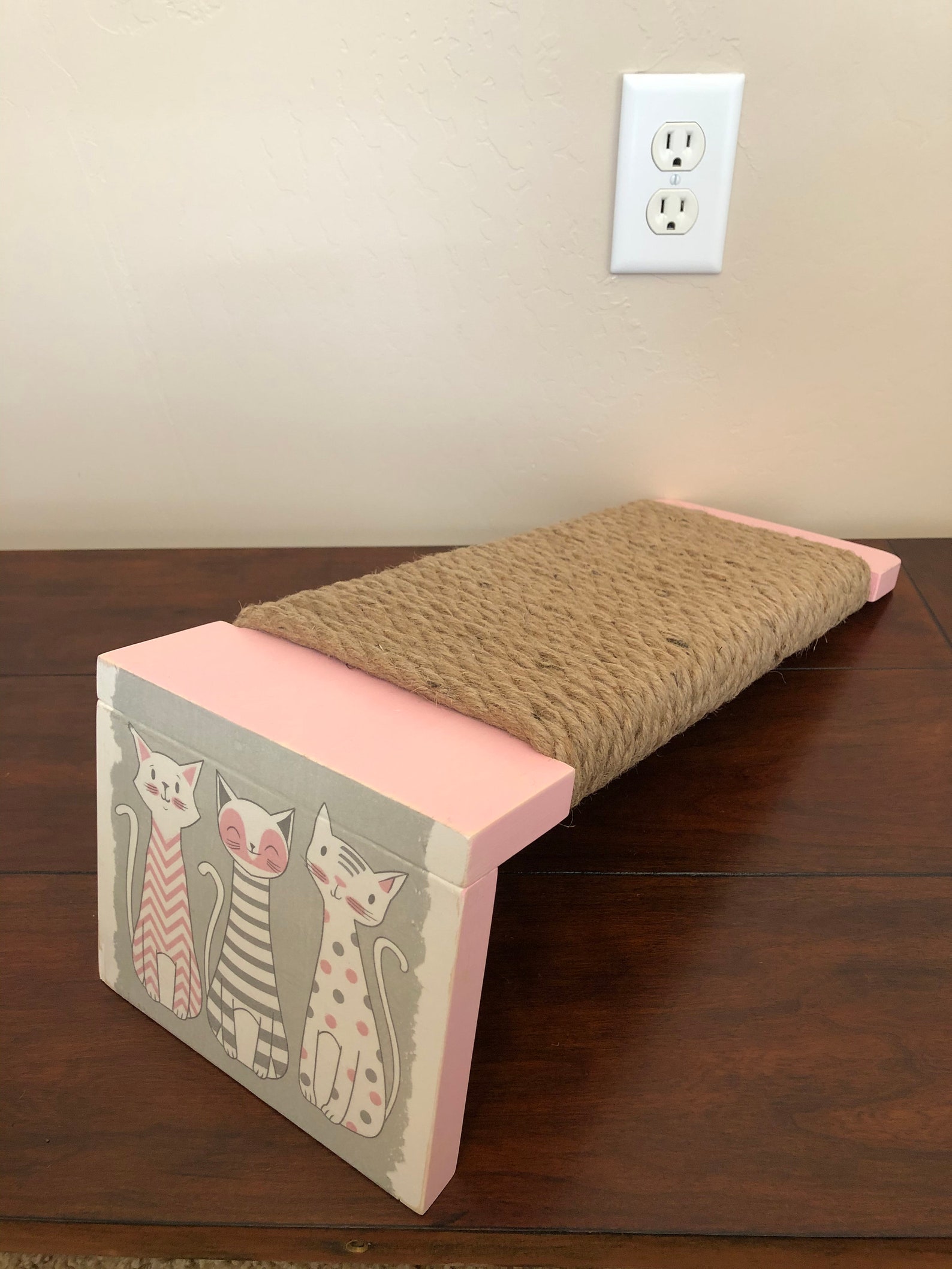 Jute Rope Cat Scratcher Angled Floor Cat Scratcher Wood Cat Etsy