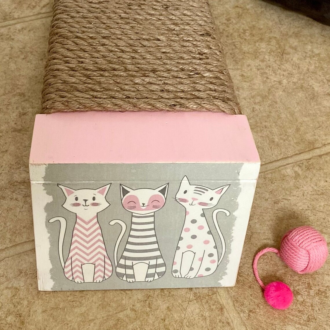 Jute Rope Cat Scratcher Angled Floor Cat Scratcher Wood Cat Etsy