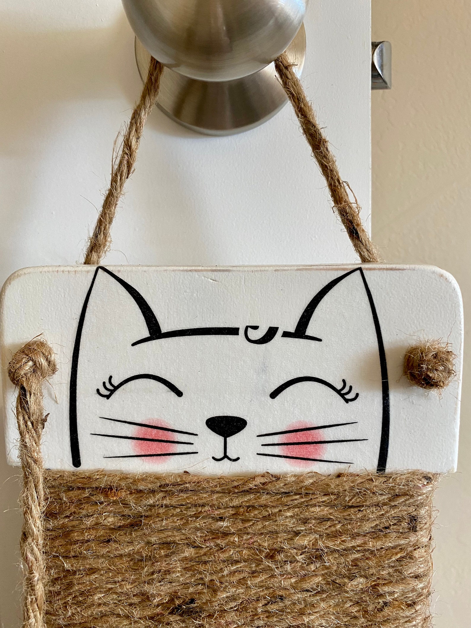 Jute Rope Cat Scratcher Hanging Cat Scratcher Wood Cat Etsy