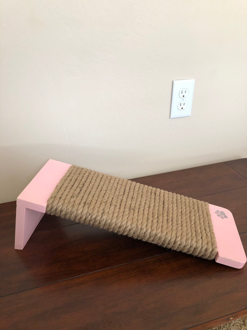 Jute Rope Cat Scratcher Angled Floor Cat Scratcher Wood Cat Etsy