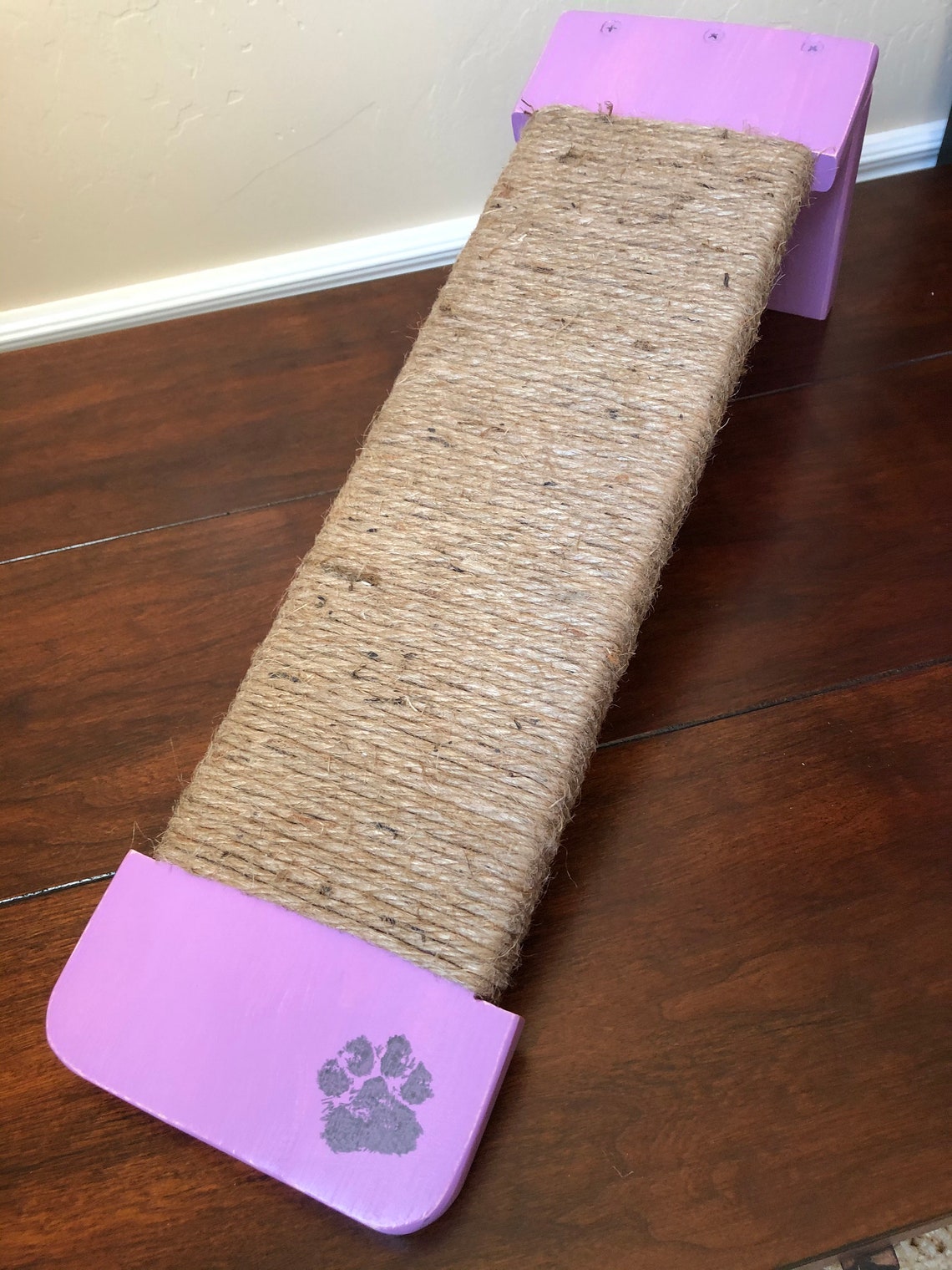 Jute Rope Cat Scratcher Angled Floor Cat Scratcher Wood Cat Etsy