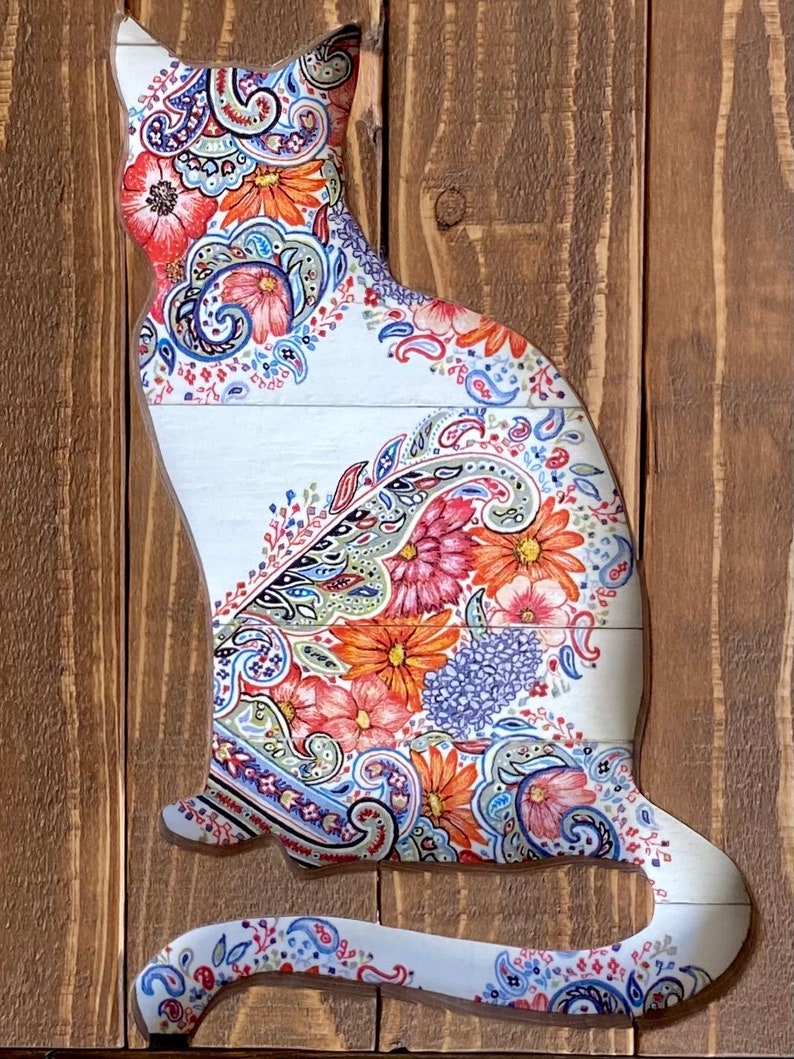 Reclaimed Wood Cat Silhouette, Rustic Wood Cat Wall Decor, Cat