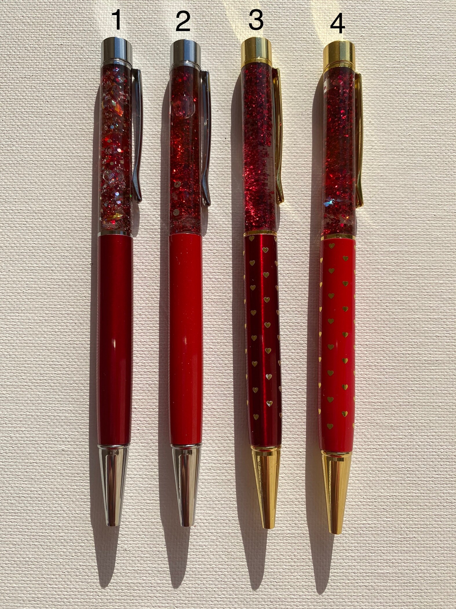 Ox Blood Red Glitter Pens Etsy