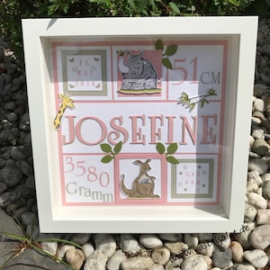 Personalisierter Bilderrahmen - Geschenk zur Geburt, Geburtsanzeige, Babybilderrahmen