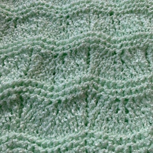 Light Mint green hand knit baby afghan