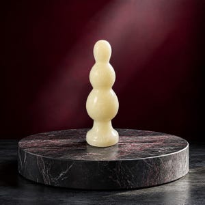 Hand Carved Afyon Marble Sculpture • Beaded Stone Art Object (15cm)