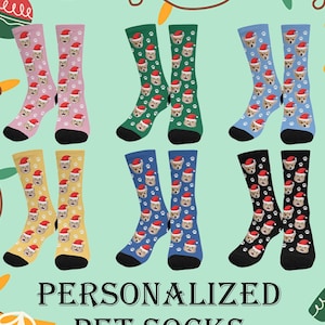 Personalized Pet Face Socks, Christmas Pet Gift for Pet Lover, Custom Dog/Cat Photo Socks, Customized Dog Picture Gift, Pet Christmas Socks