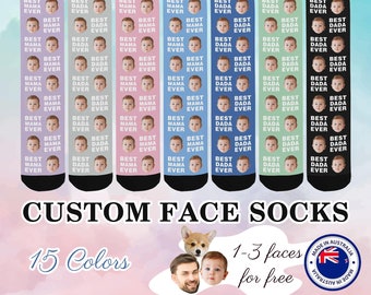 Best Mama/Dada Ever Socks with Custom Face, Personalized Socks with Text, Funny Socks for Husband, New Parent Gift, Custom Text Socks For bf