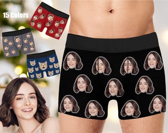 Custom Face Boxer Briefs for Husband/Boyfriend, Personalized Print Photo Underwear, Funny Birthday/Wedding/Valentine's Day Gifts for Men