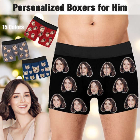 personalise full face Funny photo Men Boxer Briefs, custom boyfriend  underwear, Customized valentine's day gift for husband