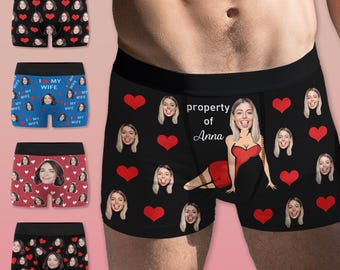 Custom Face Boxers, Personalized Underwear, Anniversary Gift for Him