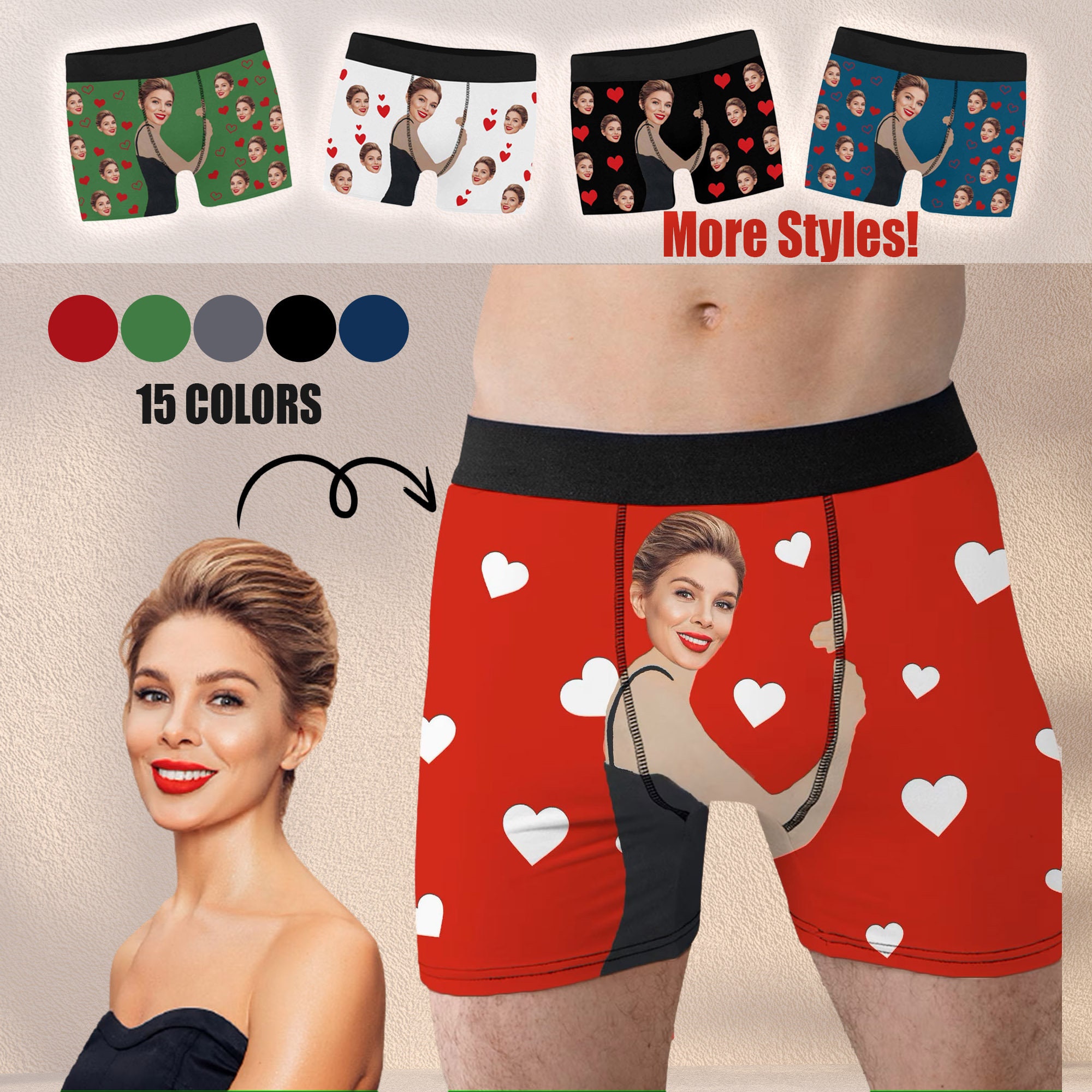 Personalized Underwear With Face, Custom Photo Boxer Briefs
