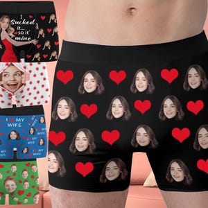 Custom Boxers, Personalized Boxers for Husband/Boyfriend,Anniversary/Birthday/Valentines Day Gift for Him, Face Underwear for Men Pic Boxers