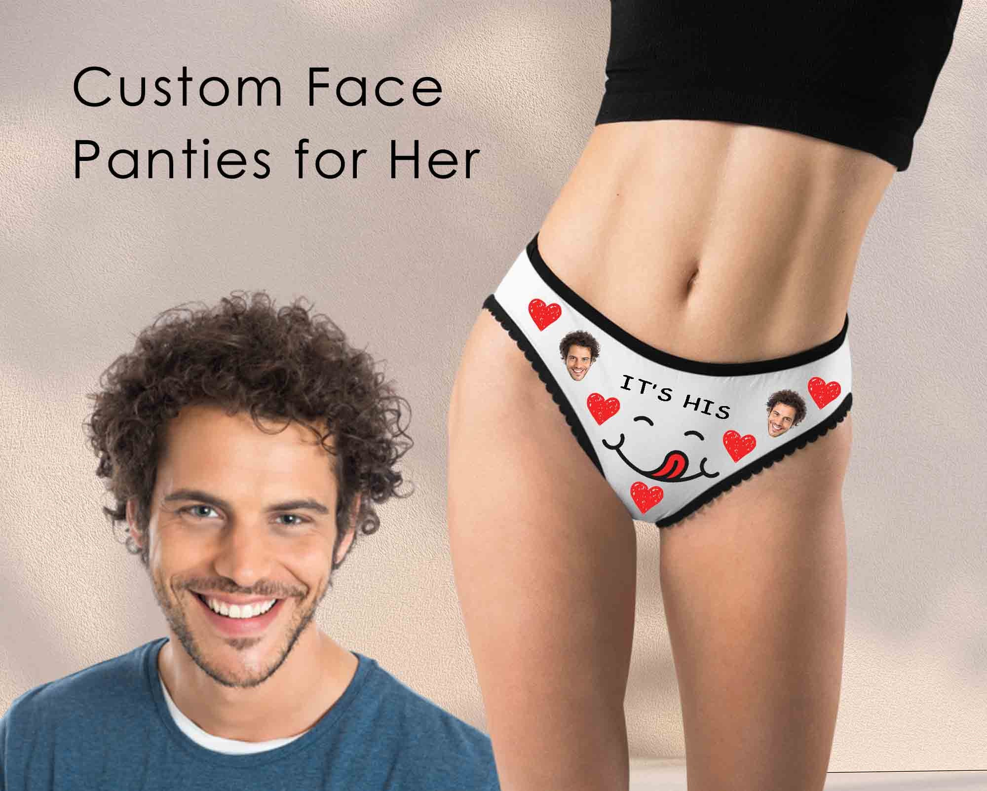Custom Zipper Photo Boyfriend Husband Face on Women's All Over Print  High-Cut Briefs Panties