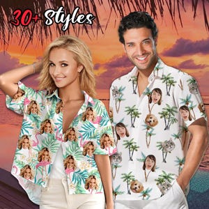 Custom Hawaiian Shirt with Face for Men Women,  Personalized Photo Hawaiian Shirt Birthday Gifts, Shirt With My Face, Custom Face Hawaiian