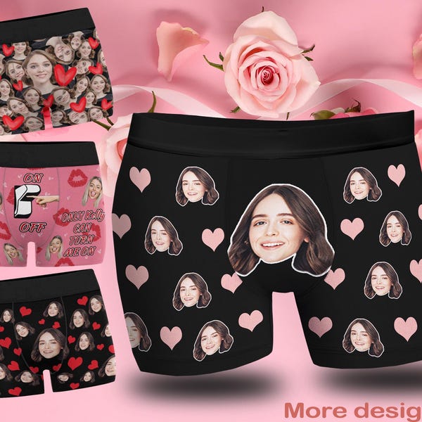 Personalized Face Boxer Briefs: Custom Men's Underwear, Valentine's Gift
