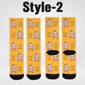 Custom Face Socks, Personalized Printed Photo Socks, Custom Photo Socks with Text, Anniversary Gift for Boyfriend, Funny Socks for Husband image 4