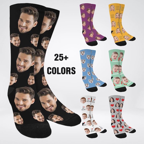 Custom Face Socks, Personalized Printed Photo Socks, Custom Photo Socks with Text, Anniversary Gift for Boyfriend, Funny Socks for Husband