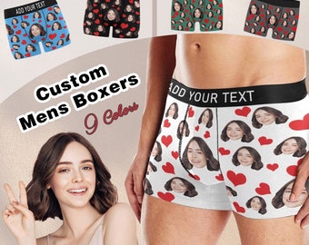 Custom Photo Underwear for Him, Personalized Face Boxer Briefs, Birthday Boxers with Text, Funny Face Printed Underwear, Gift for Boyfriend