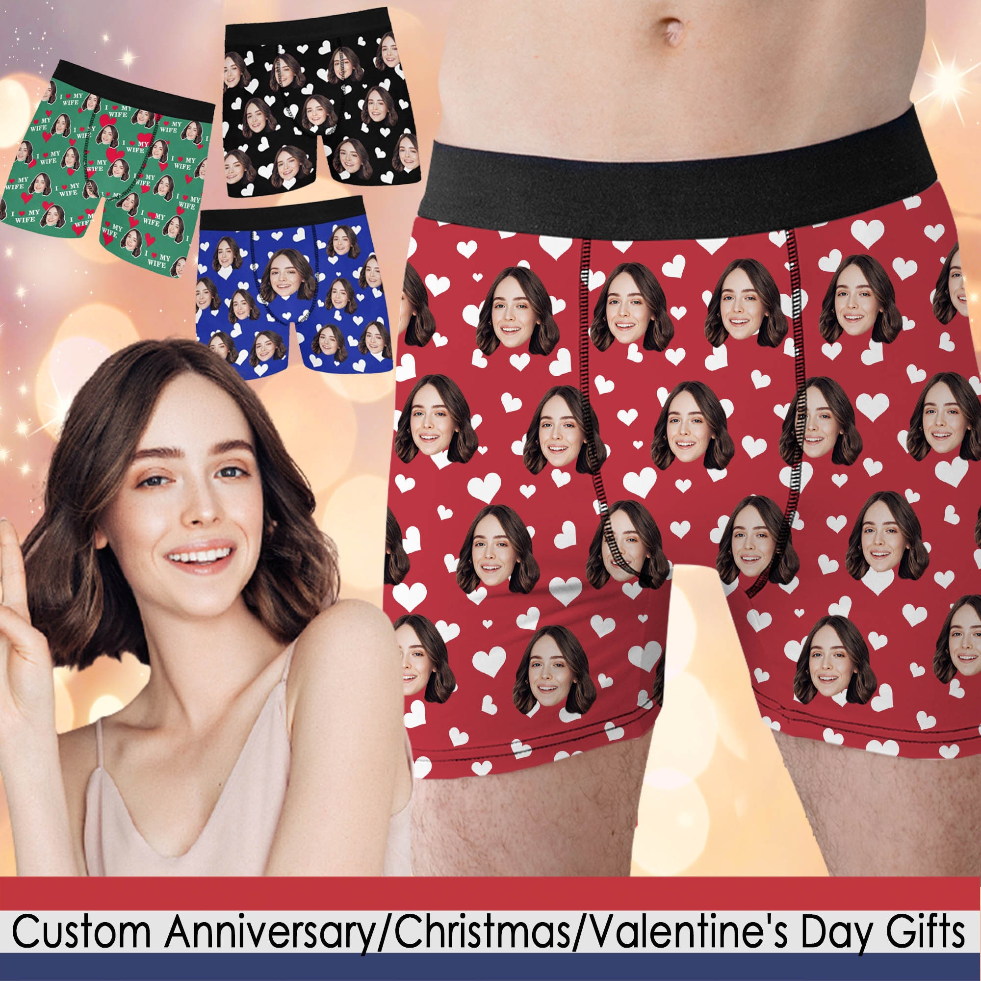  Custom Valentine Boxer Briefs with Photo and Name Funny Gifts  for Boyfriend Husband Lips Underwear for Birthday Anniversary : Clothing,  Shoes & Jewelry