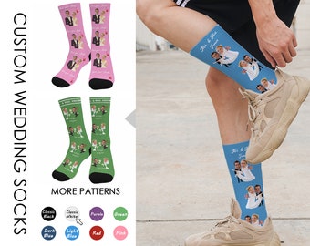 Custom Wedding Socks with Faces, Funny Face Socks, Personalized Love Socks, Wedding Anniversary Gifts for Bride & Groom, Add Your Text