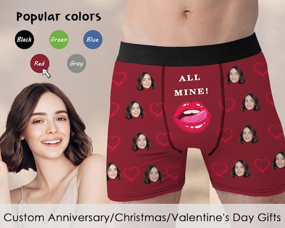Your Face on Custom Men's Boxers With Red Lips, Personalized Funny Boxer  Briefs, Underpants, Face Underwear, Valentine's Day Gift for Him -   Denmark