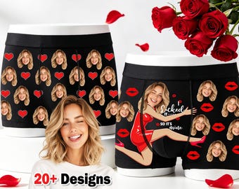 Custom Girlfriend Face Boxers, Personalized Funny Photo Underwear, Valentine's Day Gift for Boyfriend Husband
