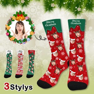 Christmas Socks Custom Face Socks, Personalized Photo Socks for Dad, Custom Photo Socks, Funny Socks for Men Family, Custom Xmas Gifts