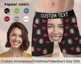 Custom Boxer Briefs with Face, Anniversary Gift for Boyfriend, Personalized Face/Photo Boxers, Fun Wedding Gift, Personalized Text Underwear