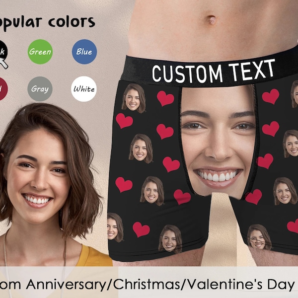 Custom Boxer Briefs with Face, Anniversary Gift for Boyfriend, Personalized Face/Photo Boxers, Fun Wedding Gift, Personalized Text Underwear