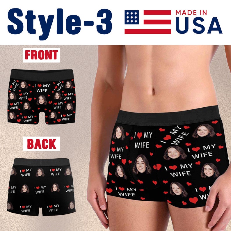 Personalized Boxers for Husband/Boyfriend, Popular Anniversary/Birthday/Wedding Gift, Print Face Underwear for Men,Custom Photo Boxer Briefs image 5