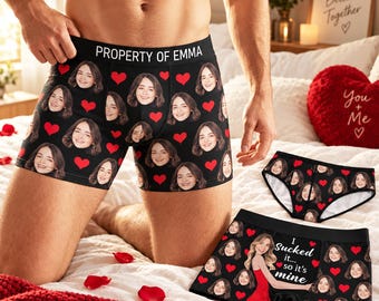 Personalized Photo Boxer Briefs, Custom Text Underwear for Husband, Funny Groom Gift for Him