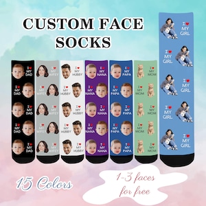 Custom Face Socks, Personalized Photo Gift for Family