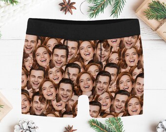 Personalized Boxers for Husband, Funny Birthday Gifts for Boyfriend, Custom Multi-Face Underwear, Print Couple Faces Boxer Briefs Gifts