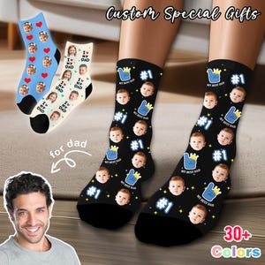 Custom Face Socks, Father&#39;s Day Socks, Personalized Gifts for Dad, Custom Socks for Dad, Father&#39;s Day Gift, Best Dad Ever, #1 Dad I Love Dad