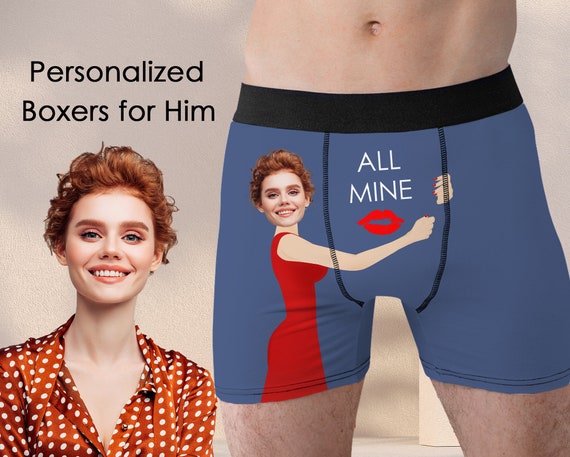 Personalized Print All Mine Hug Boxer Briefs for Men, Custom  Anniversary/birthday/valentines Day Gift, Funny Face Photo Underwear With  Text 