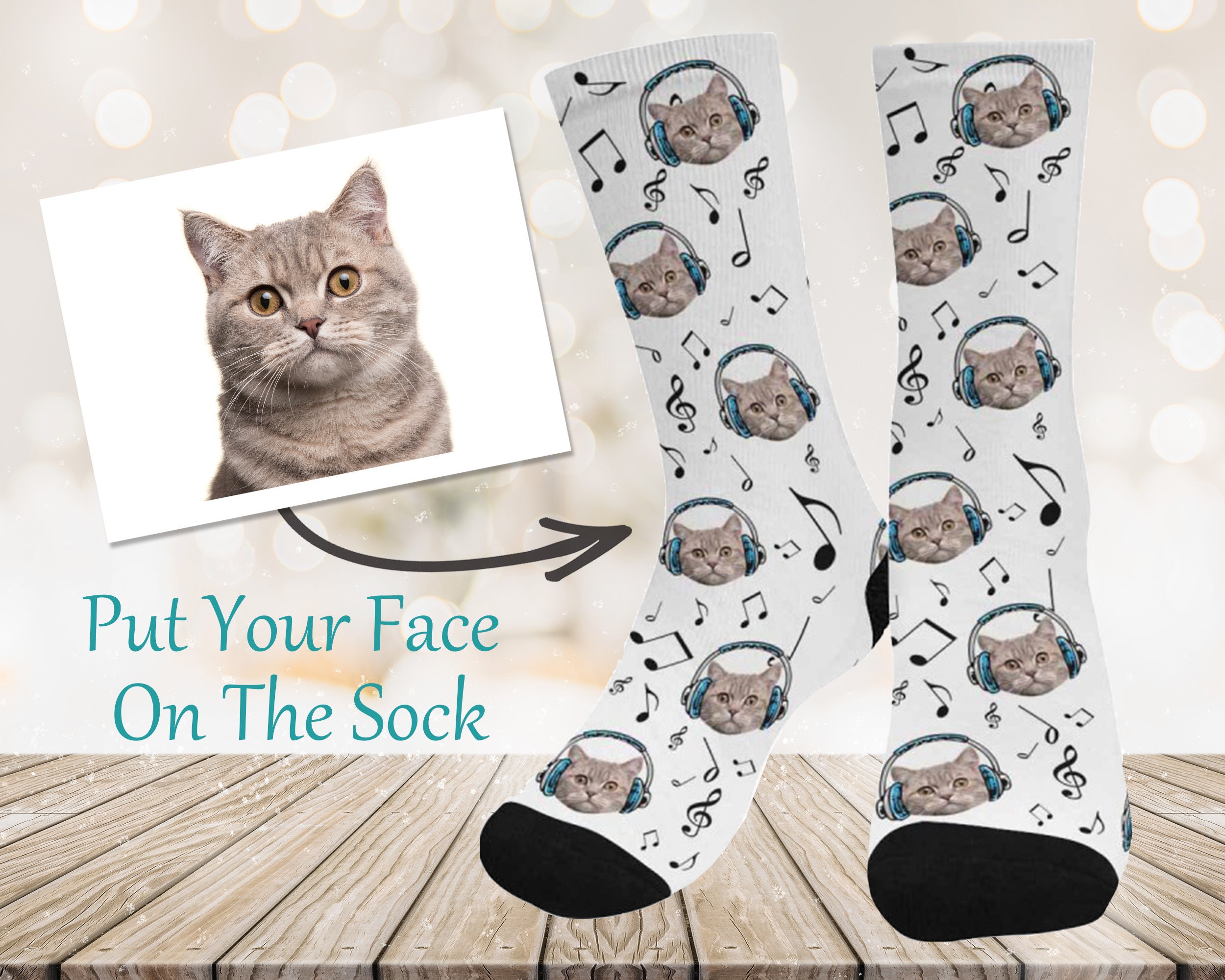 Custom Cat Socks Personalized Pet Photo Socks Customized Etsy