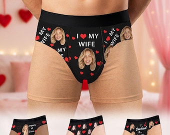 Personalized Funny Men Boxers with Face, Custom Photo Underwear for Him, Husband Gag Gift