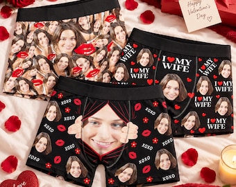 Personalized Photo Boxer Briefs for Men, Custom Girlfriend Face Underwear, Husband Christmas Gifts