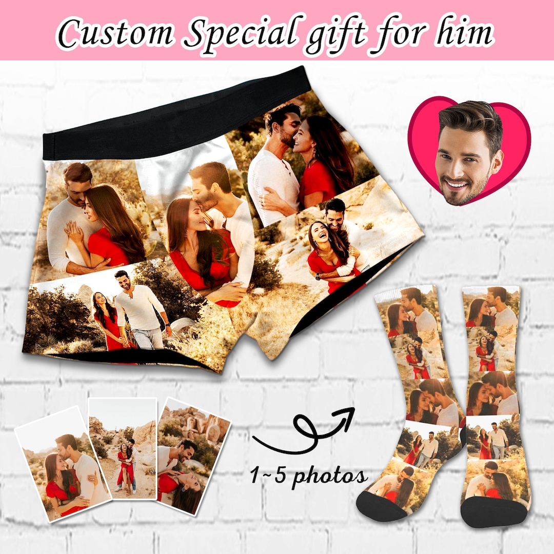 Custom Briefs Custom Photo Boxer Briefs, Personalized Underwear, Anniversary Gift for ...