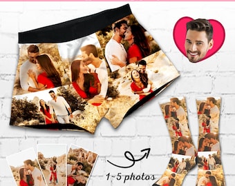 Custom Photo Boxer Briefs, Personalized Underwear, Anniversary Gift for Him