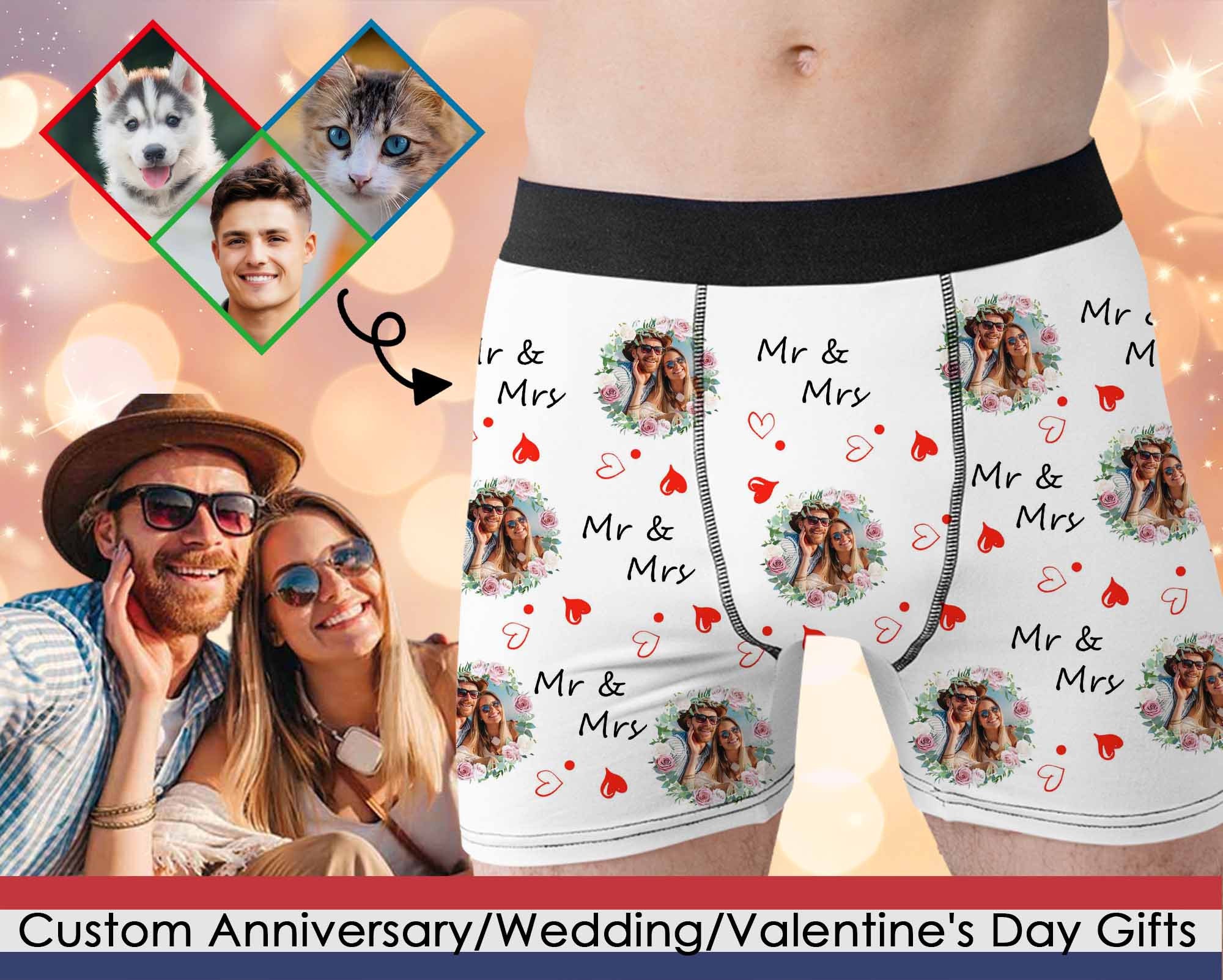Personalized Photo Boxer Briefs For Men, Custom Face Underwear, "I Love