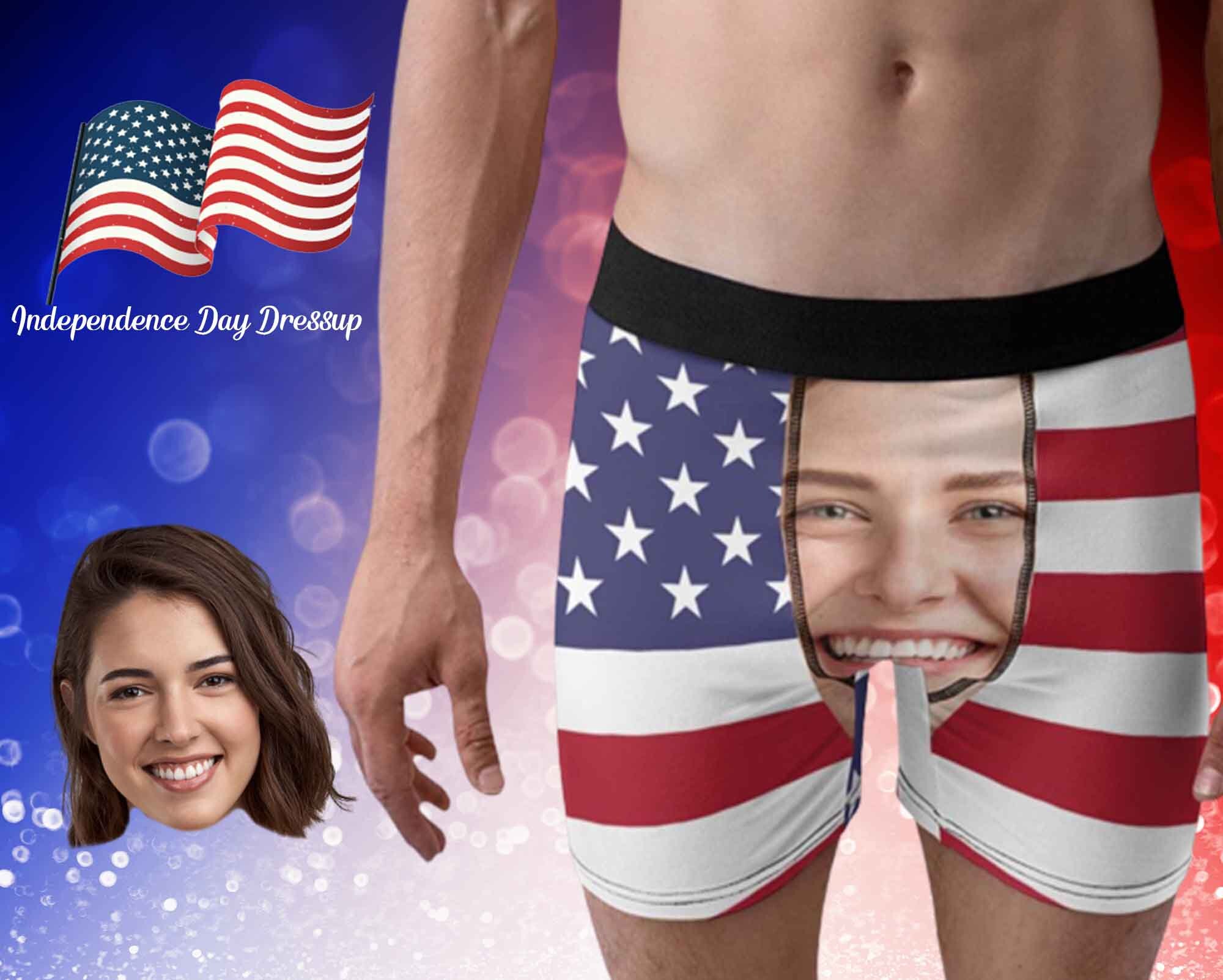 Custom American Flag Printed Underwear Made in USA, Personalized