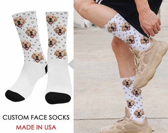 Custom Dog Face Socks, Personalized Pet Photo Socks, Dog Memorial Gift for Dog Dad/Mom, Funny Socks for Pet Lovers, Creative Birthday Gifts