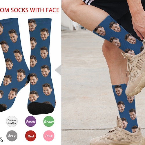 Personalized Couple Socks With Face Print Custom Name/logo Etsy